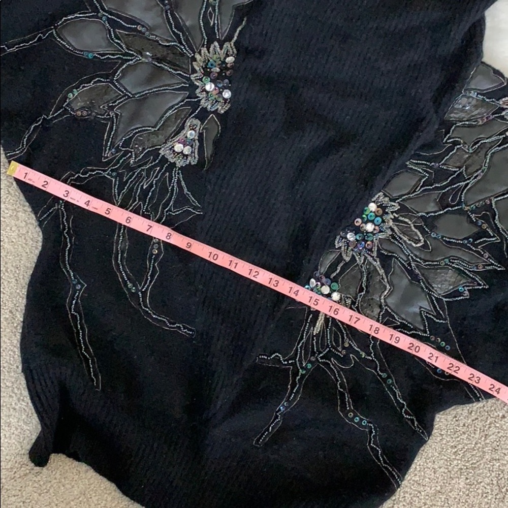 Vintage Black Cowl Neck Sweater with Embellishments - Picture 14 of 16